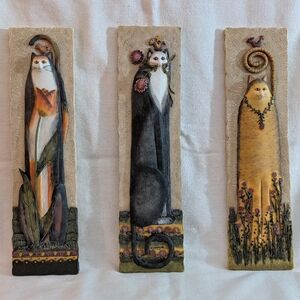 E. Smithson Resin Cat Plaques (Set of 3)